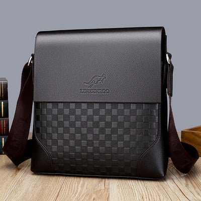 Men's Cross-body Chessboard Vintage Leather Bag mystore