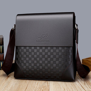 Men's Cross-body Chessboard Vintage Leather Bag mystore