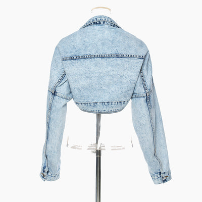 Motorcycle Jacket Short Denim Jacket Top mystore