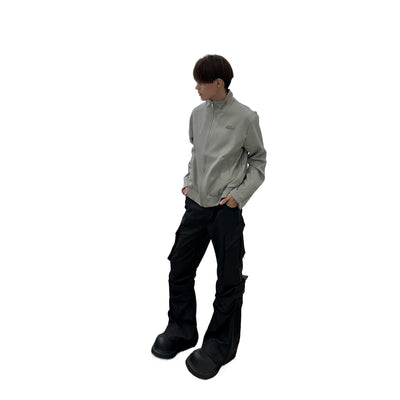 Large Pocket Pleated Black Cargo Pants Men mystore