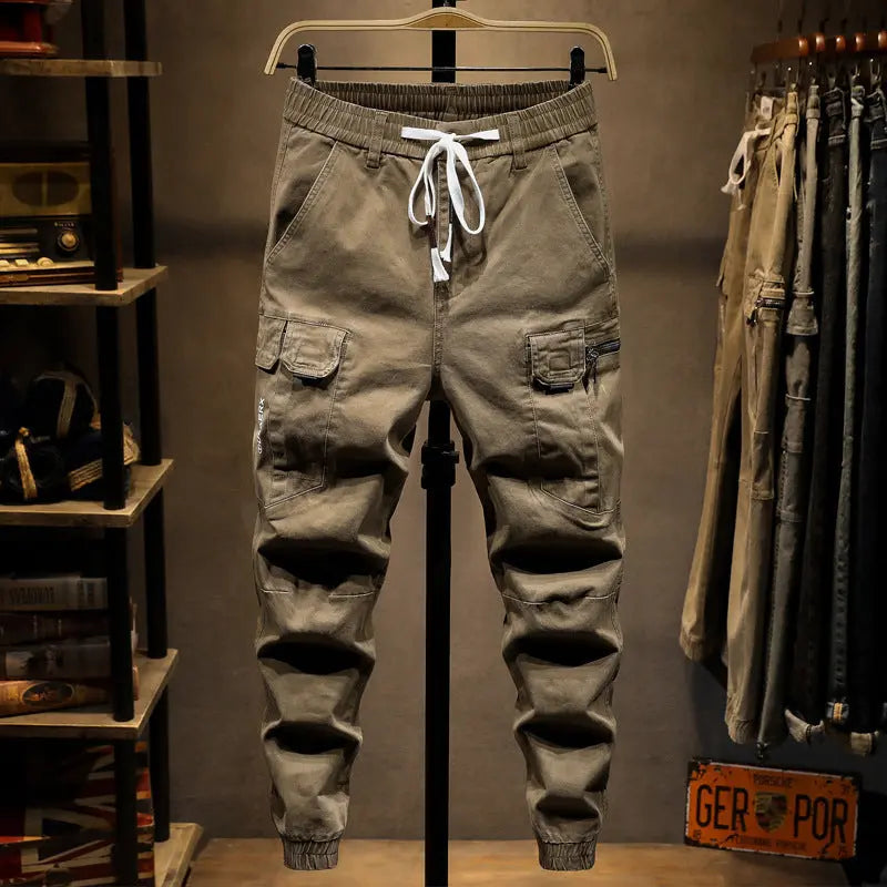 Lace-up casual cargo pants mystore