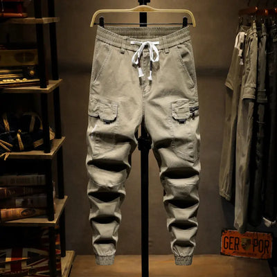 Lace-up casual cargo pants mystore