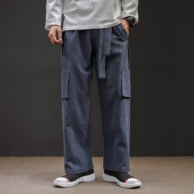 Straight Mid-Waist Lace-Up Cargo Pants mystore