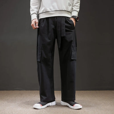 Straight Mid-Waist Lace-Up Cargo Pants mystore