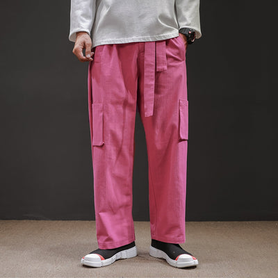 Straight Mid-Waist Lace-Up Cargo Pants mystore
