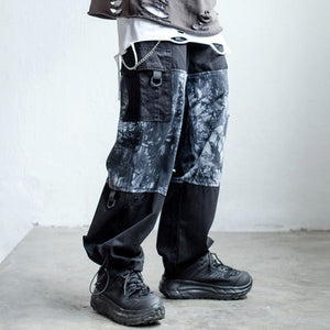 Men's Loose Tie Dye Panel Cargo Pants mystore