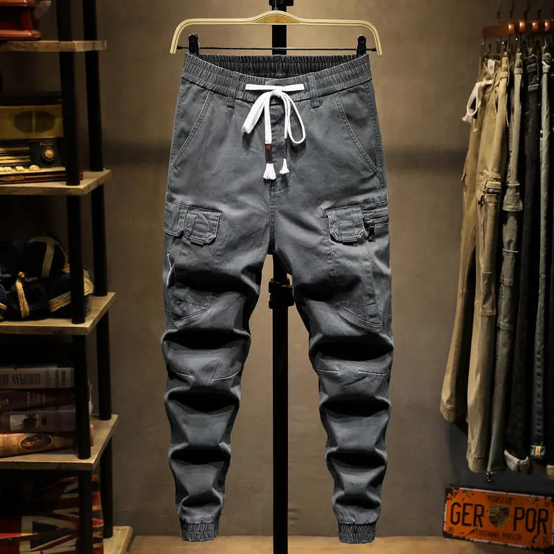 Lace-up casual cargo pants mystore