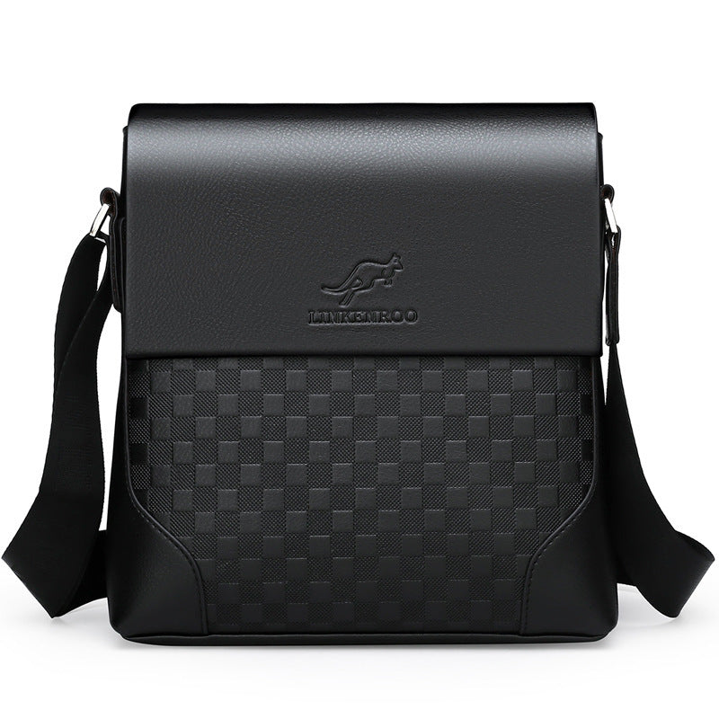 Men's Cross-body Chessboard Vintage Leather Bag mystore