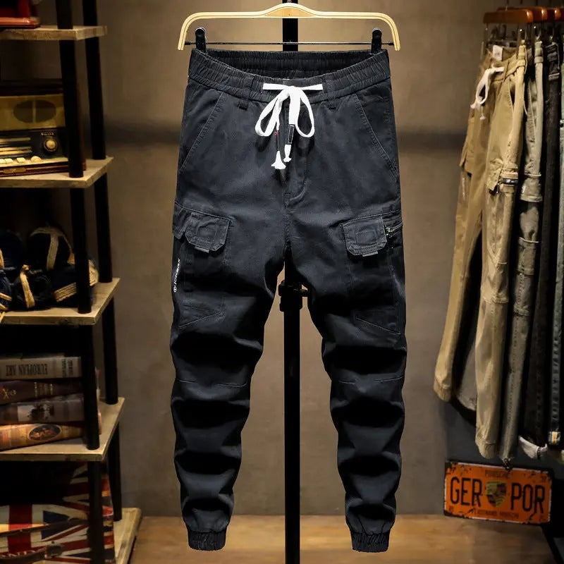 Lace-up casual cargo pants mystore