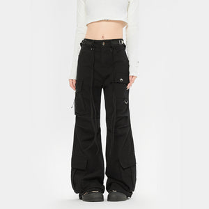 Retro Lace-up Decoration Autumn And Winter Cargo Pants mystore