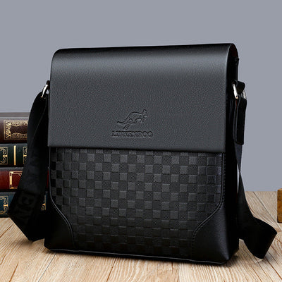 Men's Cross-body Chessboard Vintage Leather Bag mystore