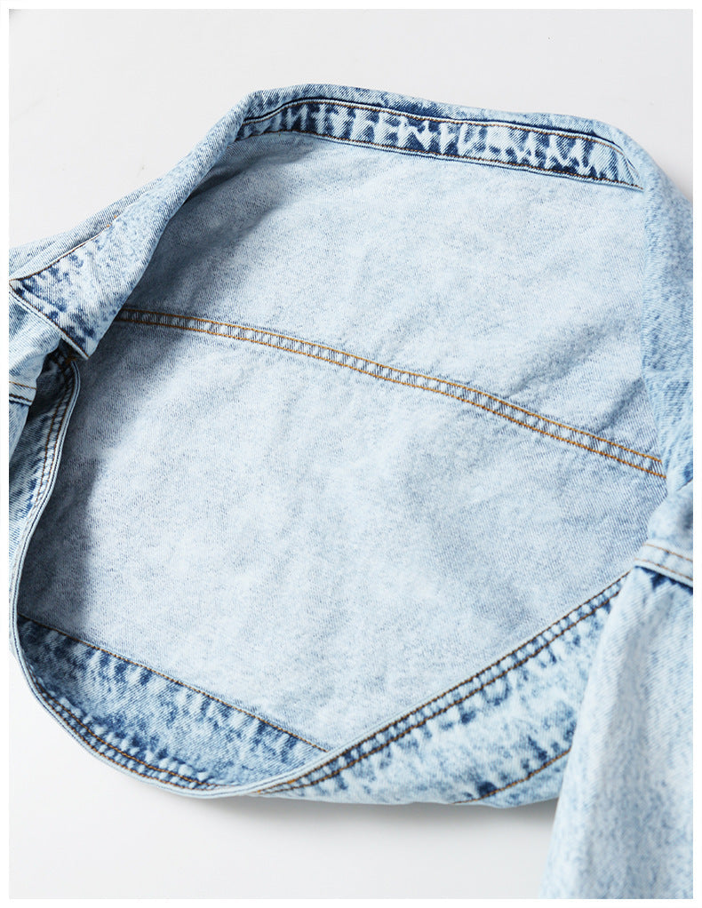 Motorcycle Jacket Short Denim Jacket Top mystore