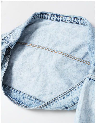 Motorcycle Jacket Short Denim Jacket Top mystore