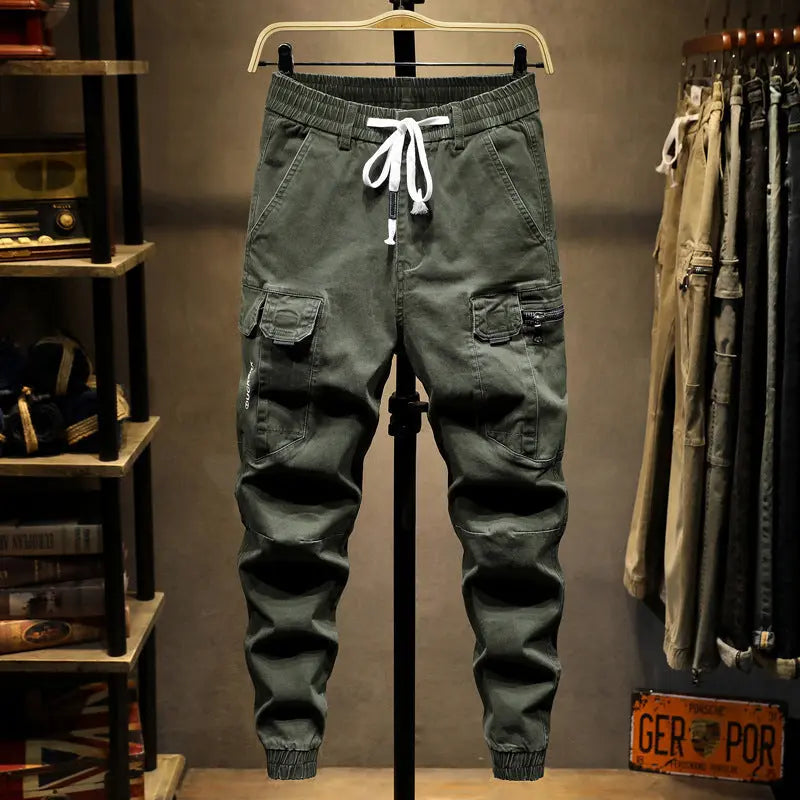 Lace-up casual cargo pants mystore