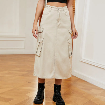 Women's Denim Cargo Pants Casual Skirt mystore