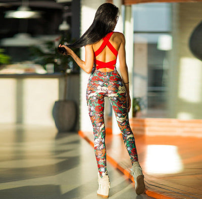 Casual Sports Sets Women's Printed One-piece Yoga Suit Female mystore
