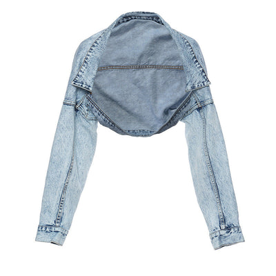 Motorcycle Jacket Short Denim Jacket Top mystore