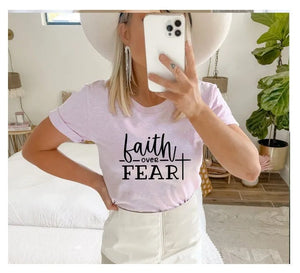 Faith Over Fear T-shirt, Aesthetic Shirt, Religious Tee, Birthday Gift, Christian Shirts For Women, God Tee, Faith Fear Tee, Birthday Shirt mystore