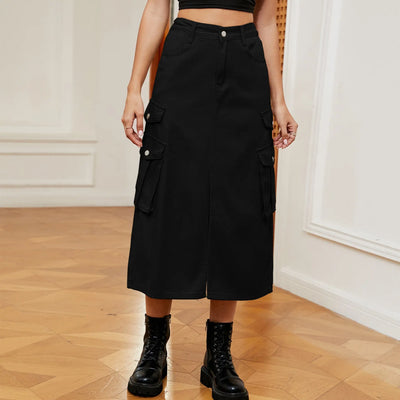Women's Denim Cargo Pants Casual Skirt mystore
