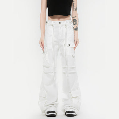 Retro Lace-up Decoration Autumn And Winter Cargo Pants mystore