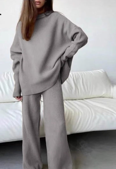 2 Pieces Women Sets Knitted Tracksuit Turtleneck Sweater mystore