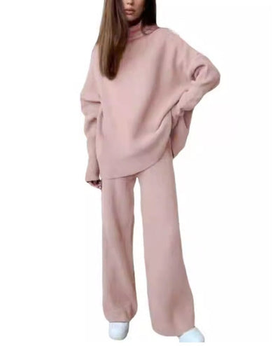 2 Pieces Women Sets Knitted Tracksuit Turtleneck Sweater mystore